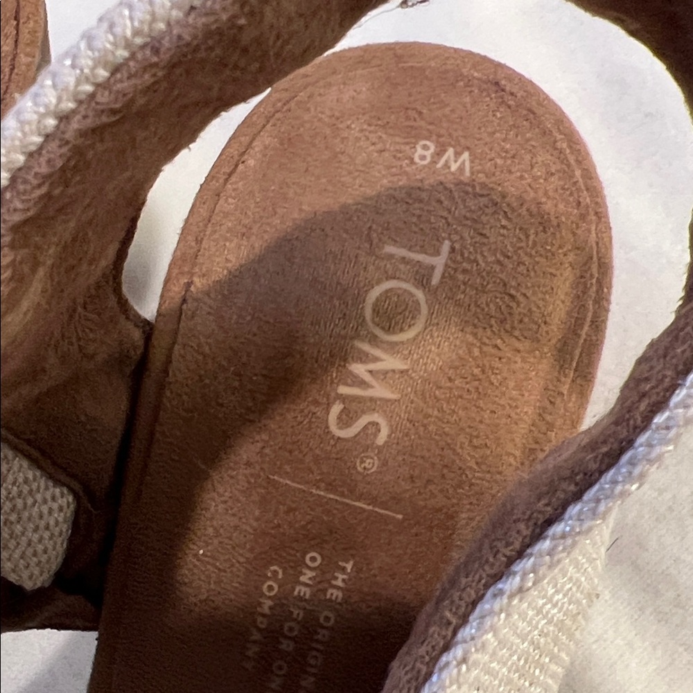 Tom’s Majorca Women's Neutral Fabric Block Heel Sandals - Beige Womens 8 - Picture 2 of 8